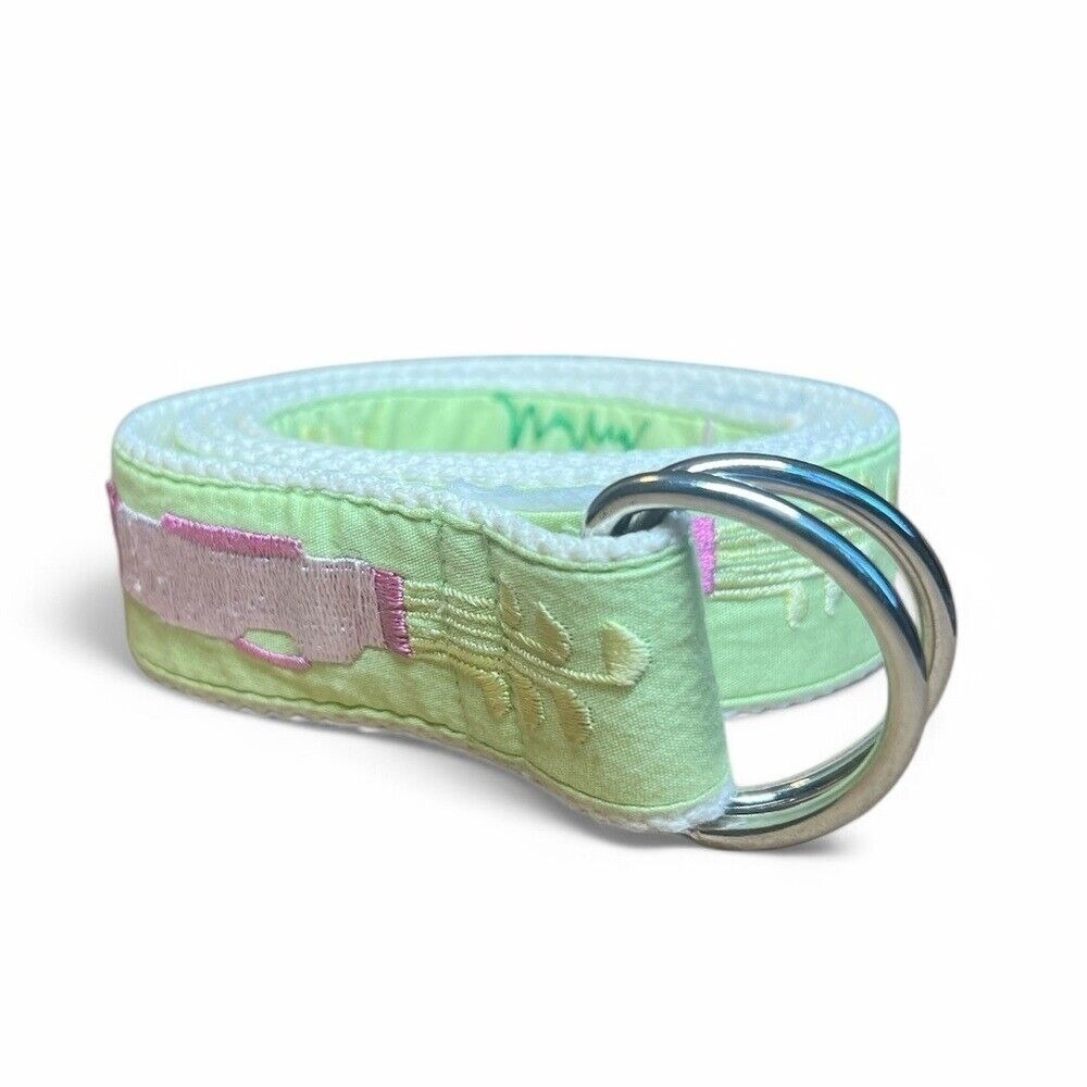 Mint Green Embroidered D-Ring Fabric Belt